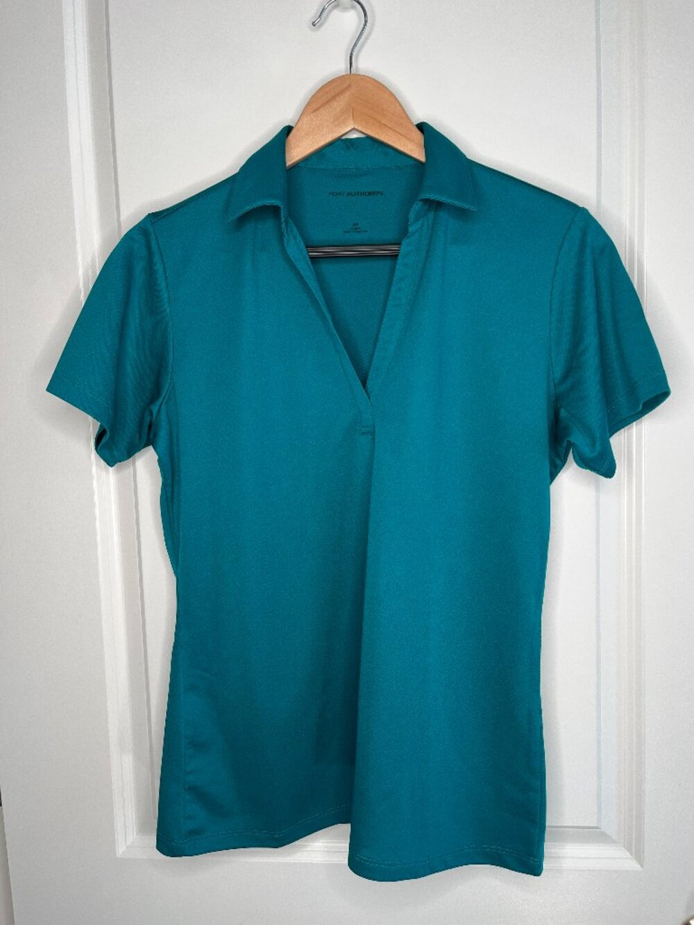 Port Authority Women Polo Shirt Collared Solid Green/Blue SIZE M